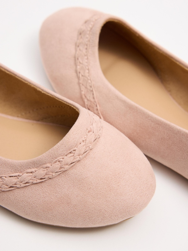 Jute strap ballerina pink detail view
