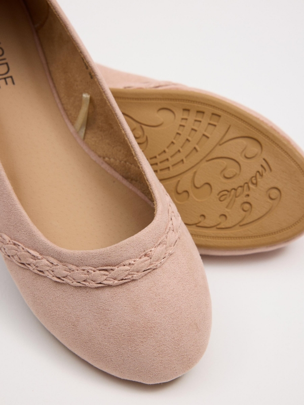 Bailarina de tira de yute rosa vista detalle