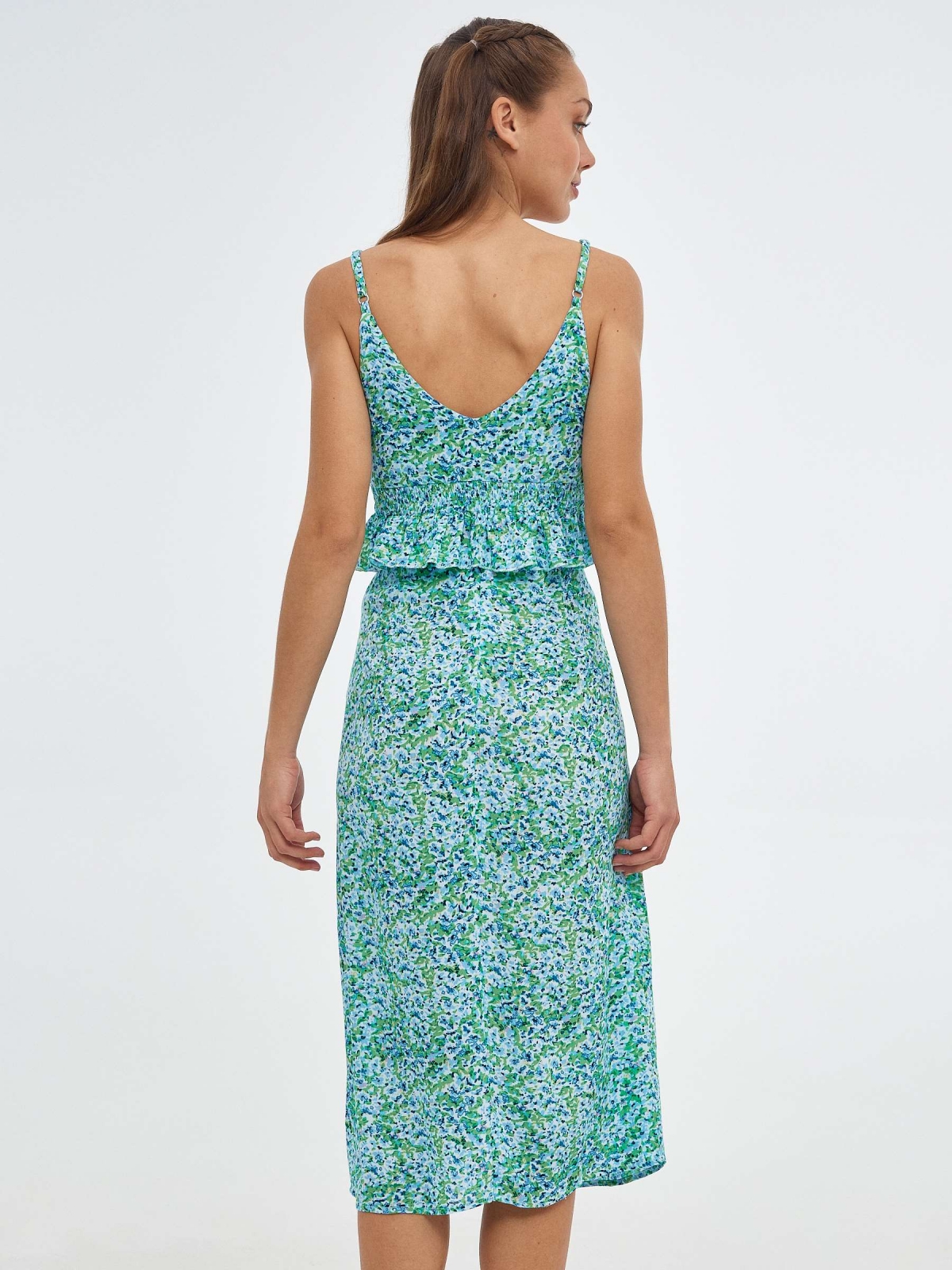 Falda midi estampada nudo azul claro vista media trasera