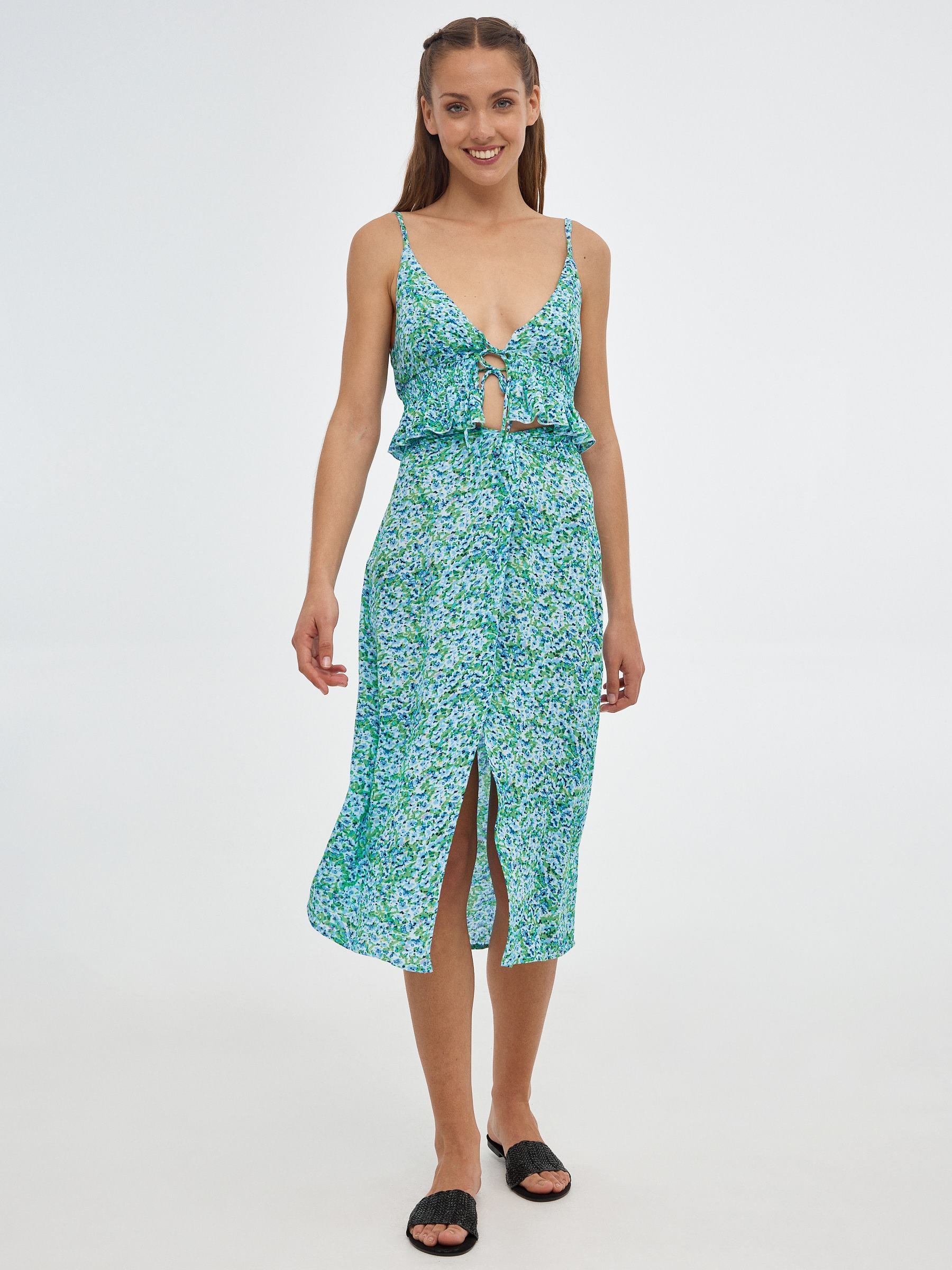 Falda midi estampada nudo azul claro vista media frontal