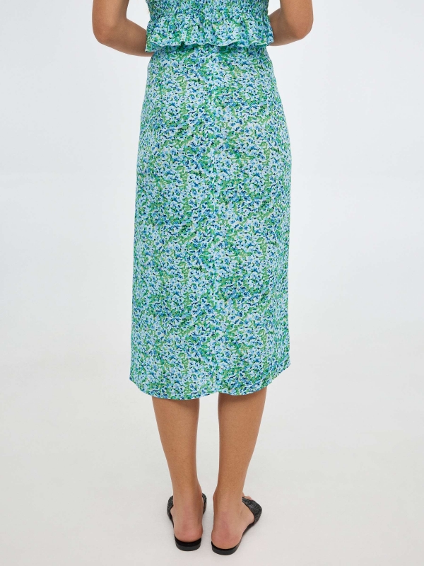 Falda midi estampada nudo azul claro vista detalle