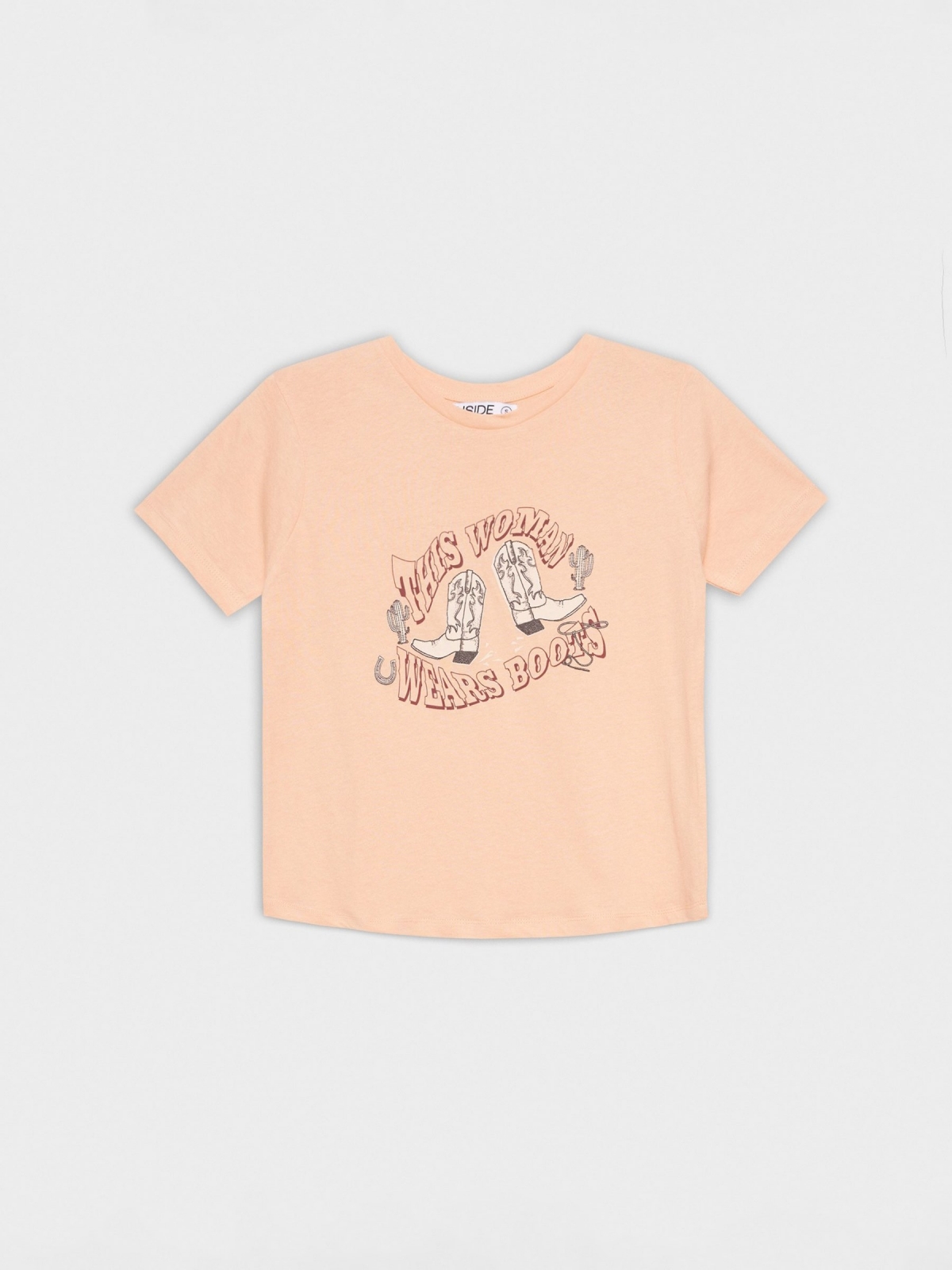 %Pto% T-shirt Wears Boots pêssego vista frontal
