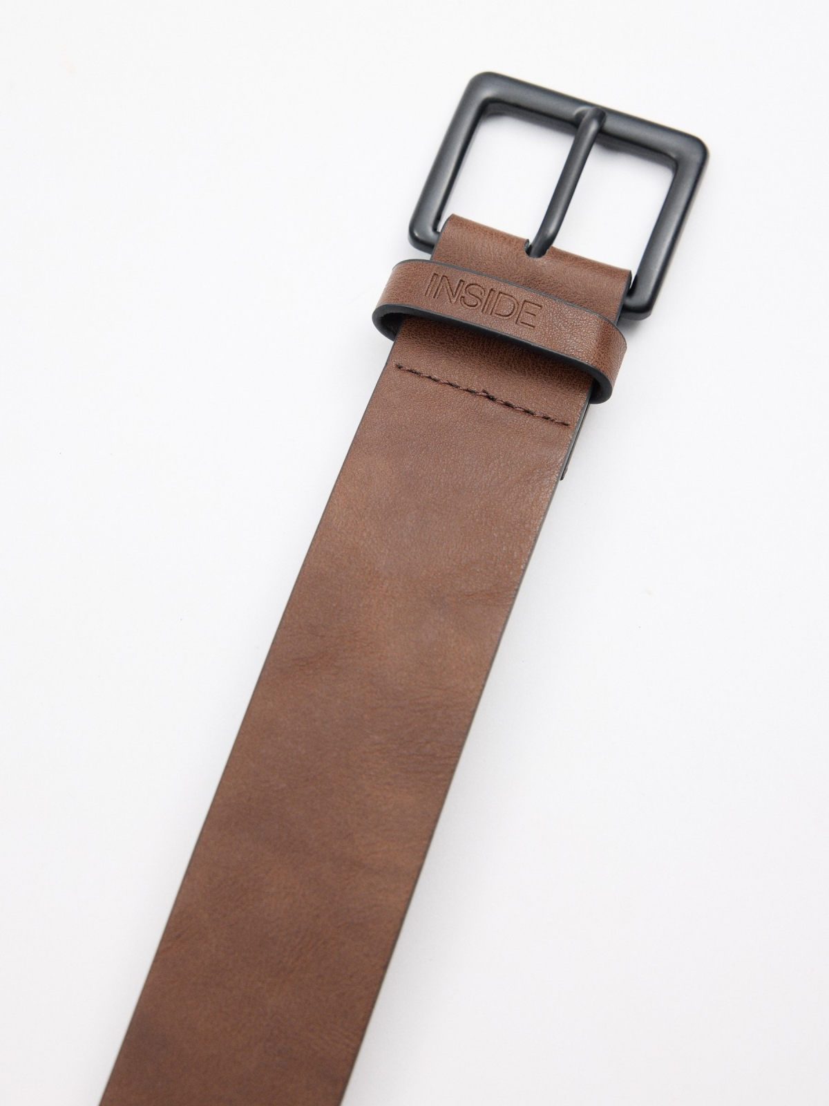 Brown leatherette belt brown detail view