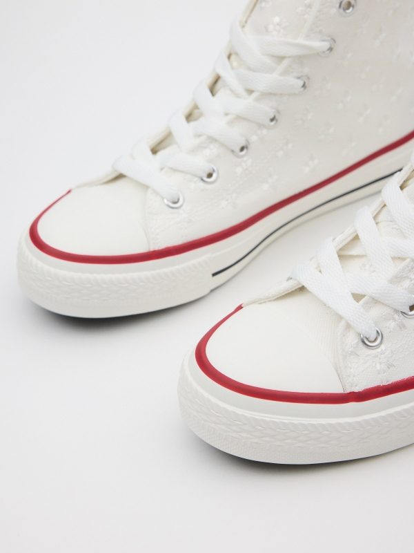 Deportiva bota casual loneta blanco vista detalle