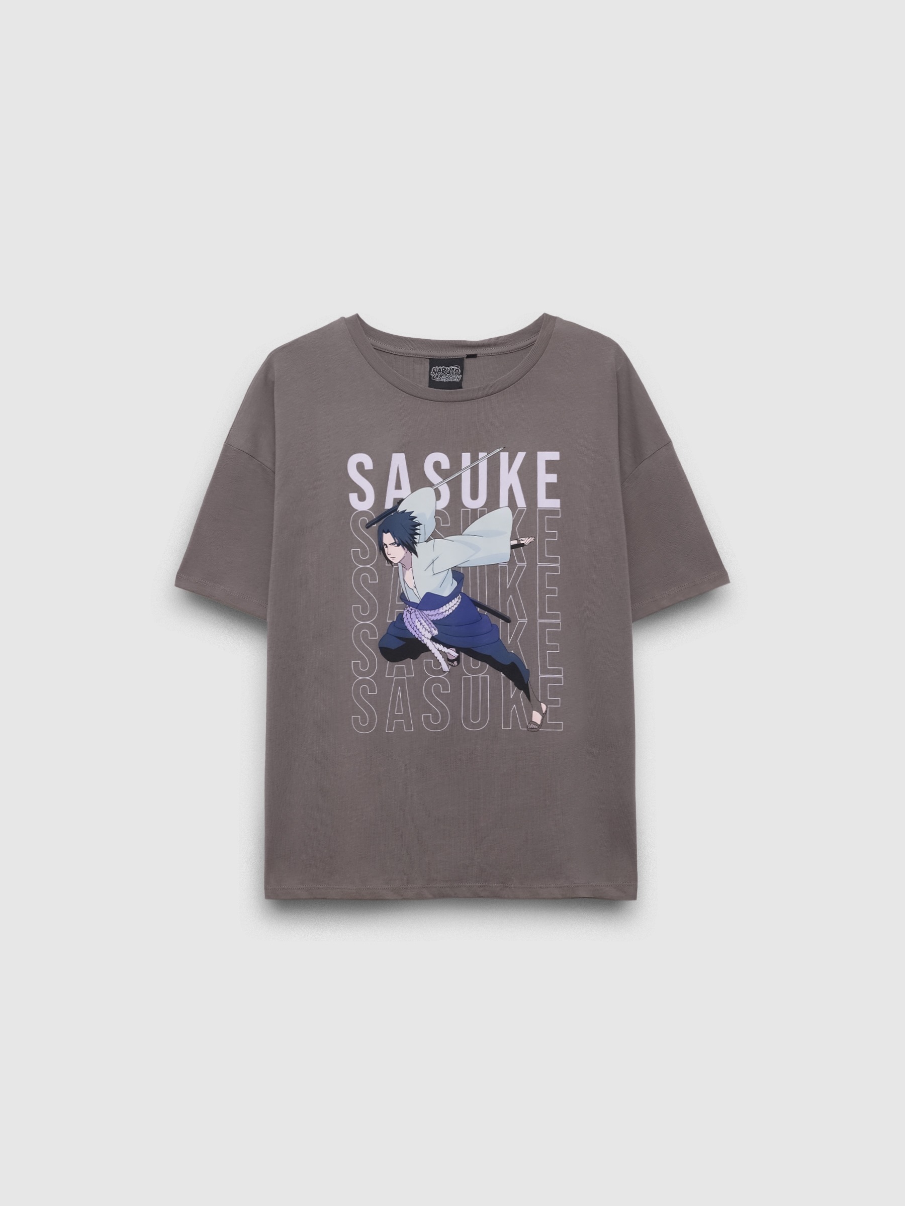Camiseta Sasuke gris oscuro vista media frontal