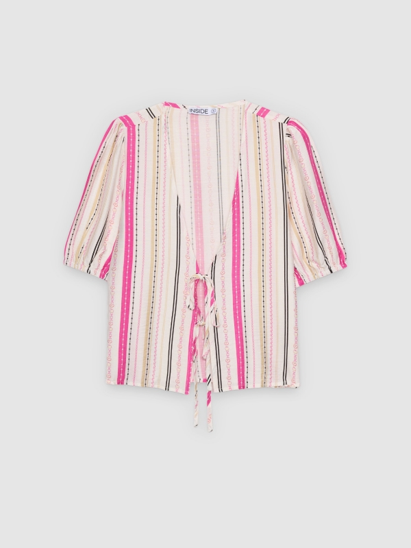  Blusa estampada com laços branco vista frontal