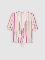 %Pto% Blusa estampada com laços branco vista frontal