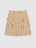 %Pto% Mid-rise fluid Bermuda shorts sand front view