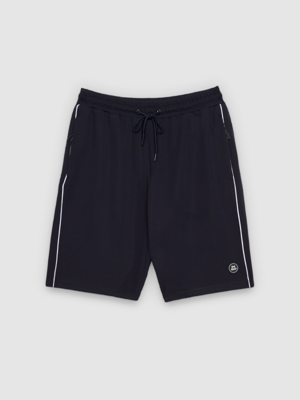  Bermuda jogger fleece with drawstrings navy front view