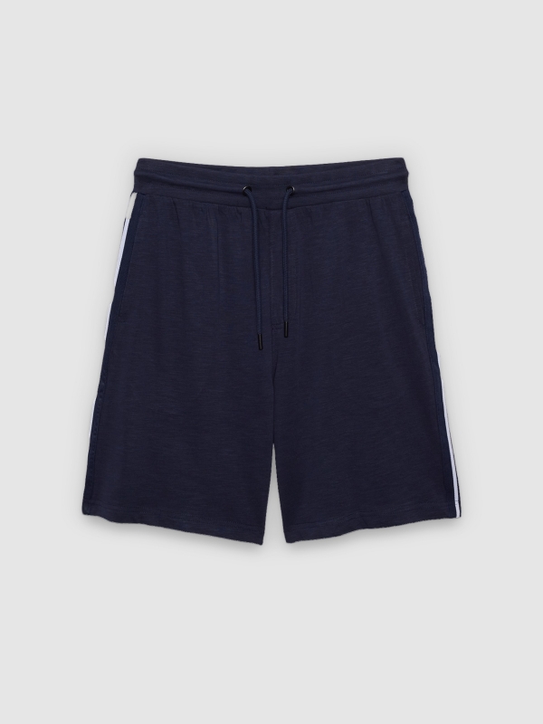  Bermuda jogger bandas laterales azul marino vista frontal