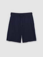 %Pto% Bermuda jogger with side stripes navy front view