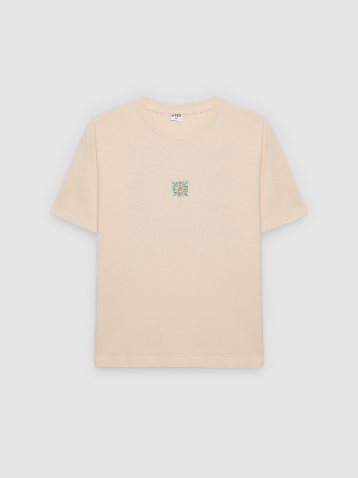 %Pto% Camiseta gola redonda crua vista frontal