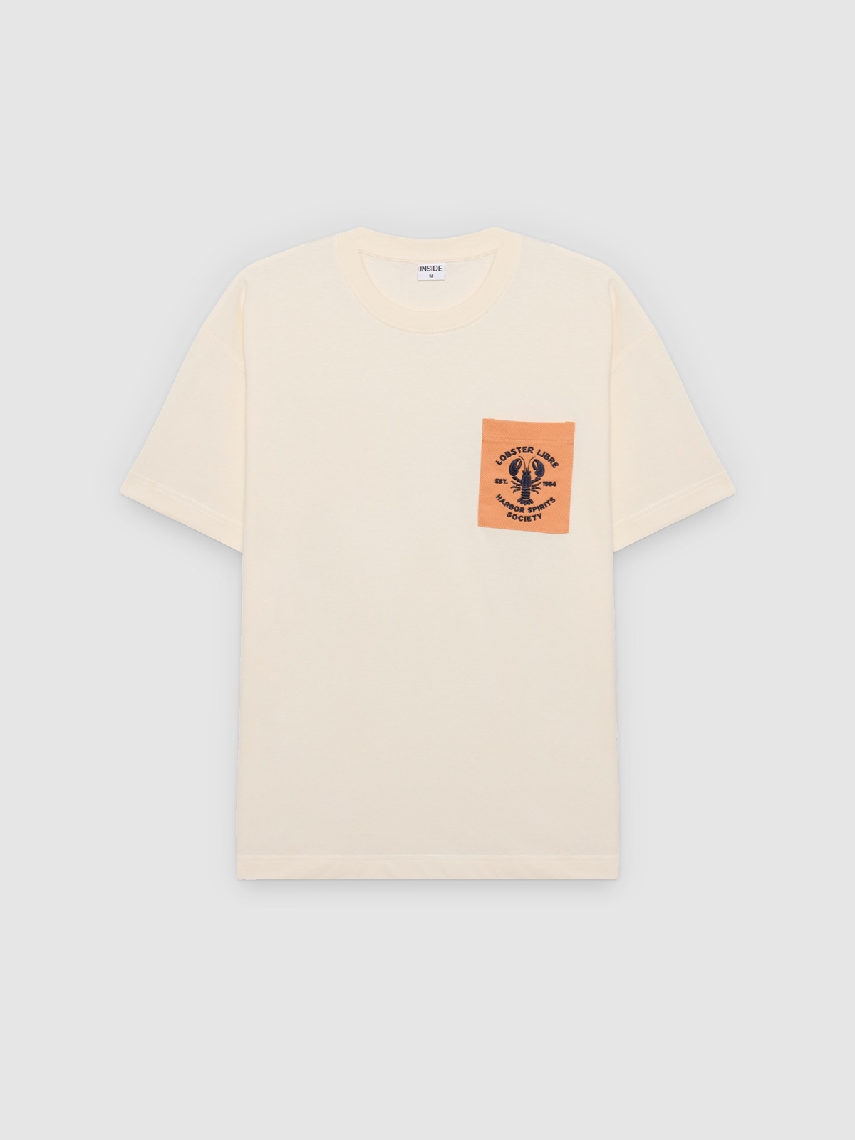 %Pto% Camiseta bolsillo estampado crudo vista frontal