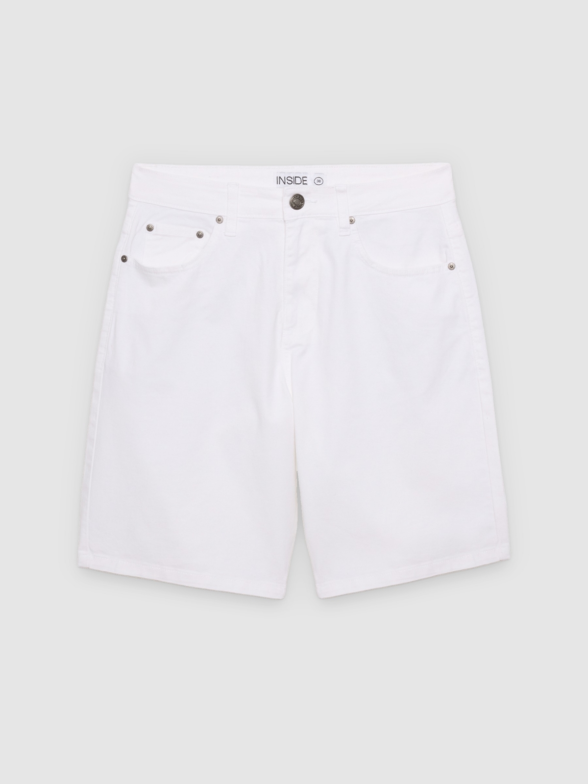 %Pto% Baggy twill Bermuda shorts white front view