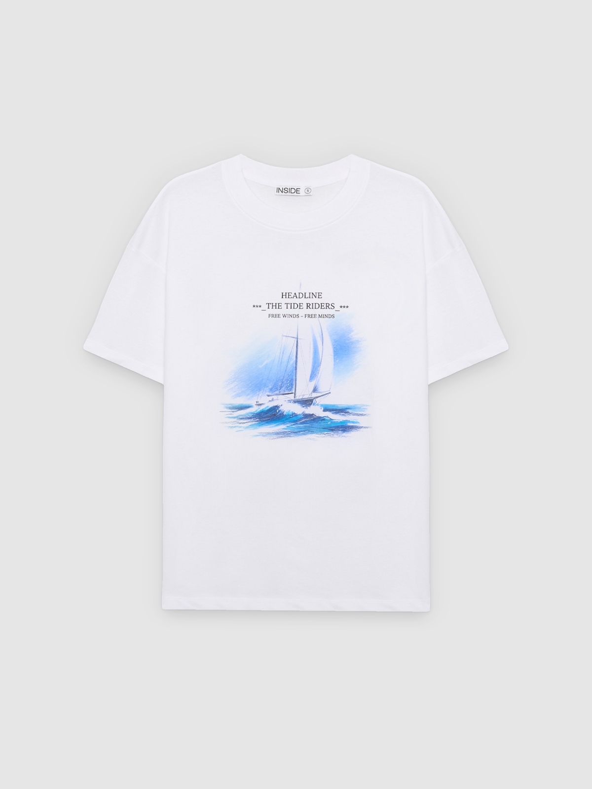 %Pto% Sailboat print T-shirt white front view