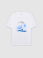 %Pto% Sailboat print T-shirt white front view