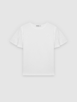 %Pto% Camiseta de algodão com bordado suíço branco vista frontal