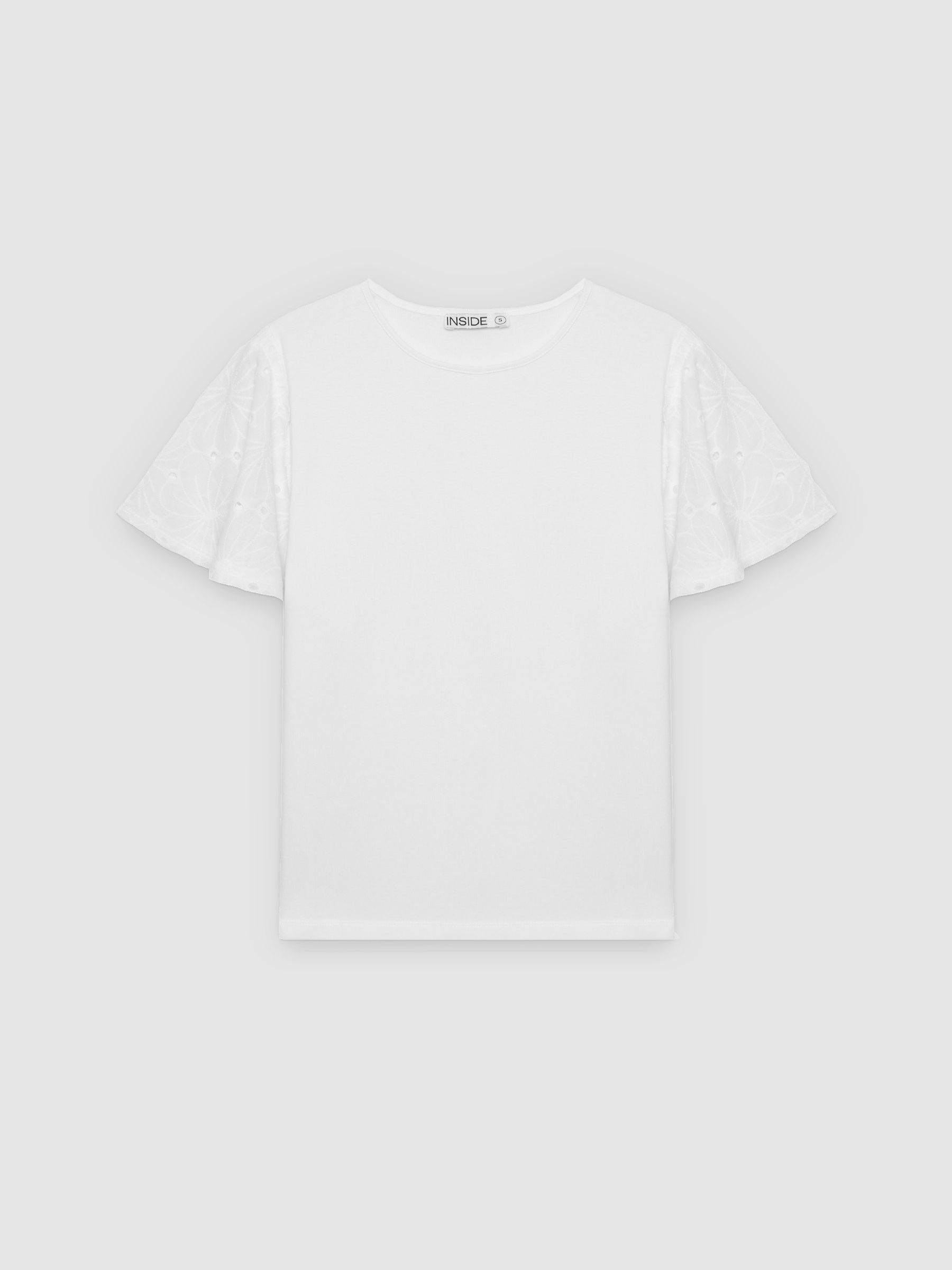 %Pto% Camiseta algodón bordado suizo blanco vista frontal