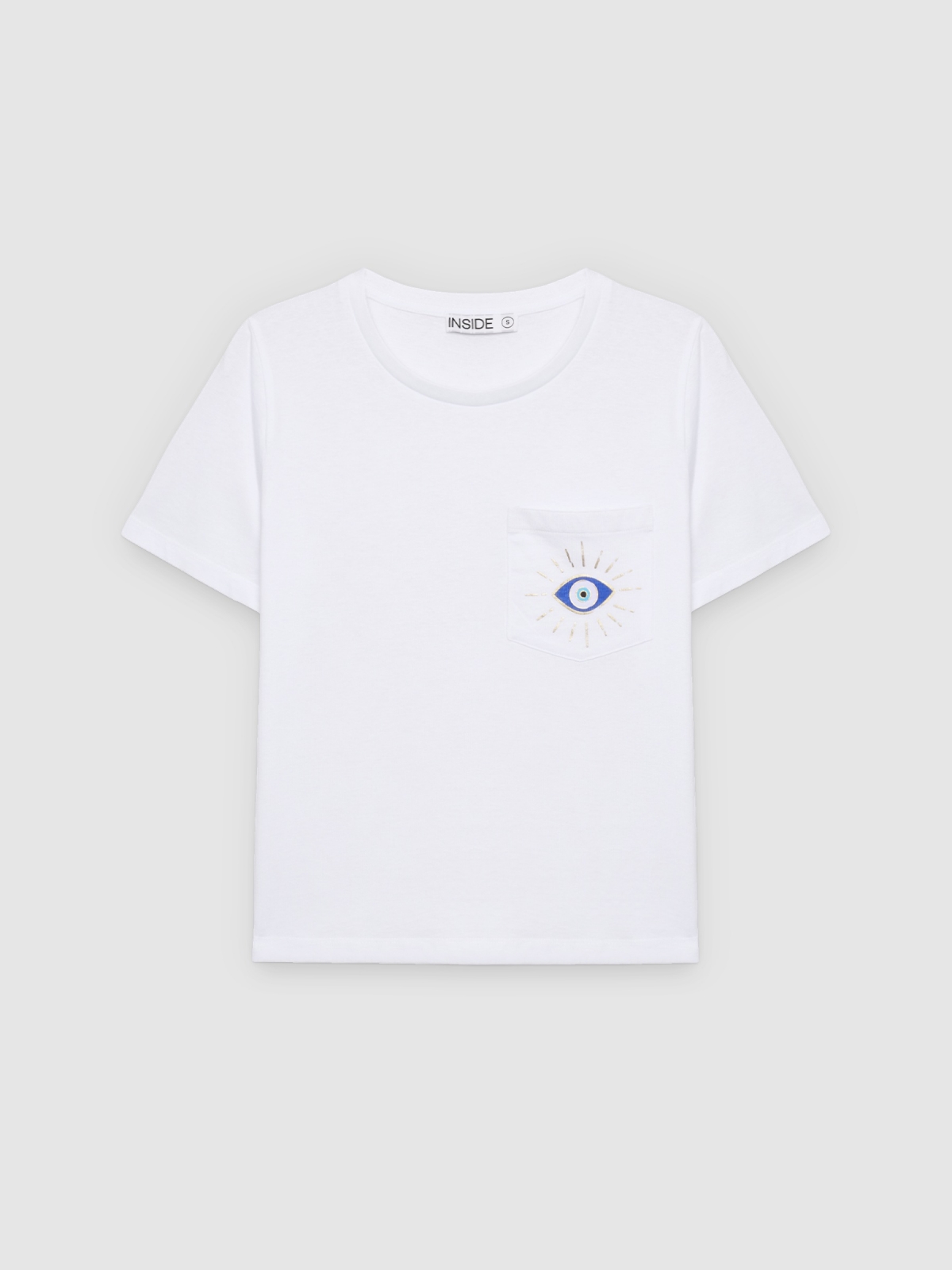 %Pto% Ethnic eye T-shirt with beads white front view
