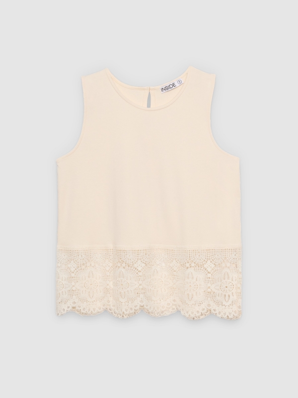  Camiseta regata bordada off white vista frontal