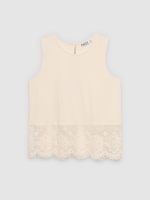 %Pto% Camiseta regata bordada off white vista frontal