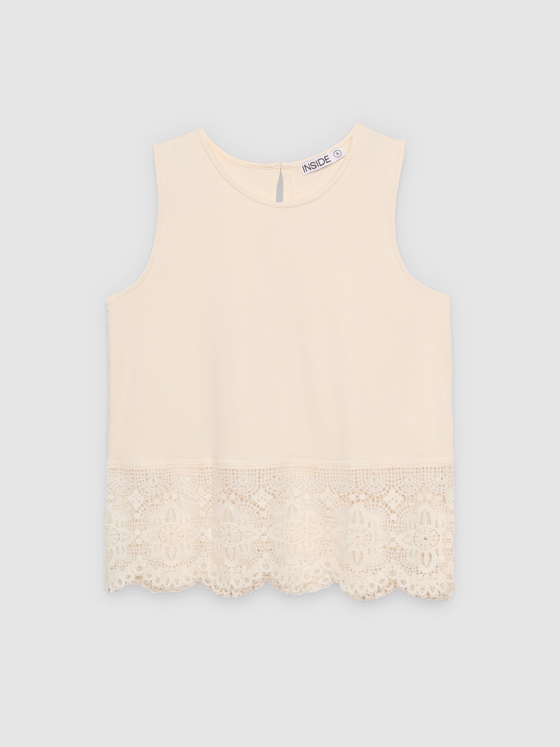 %Pto% Camiseta sisa bordado blanco roto vista frontal