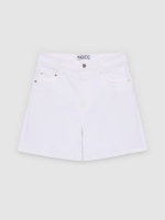 %Pto% High-waisted twill Bermuda shorts white front view