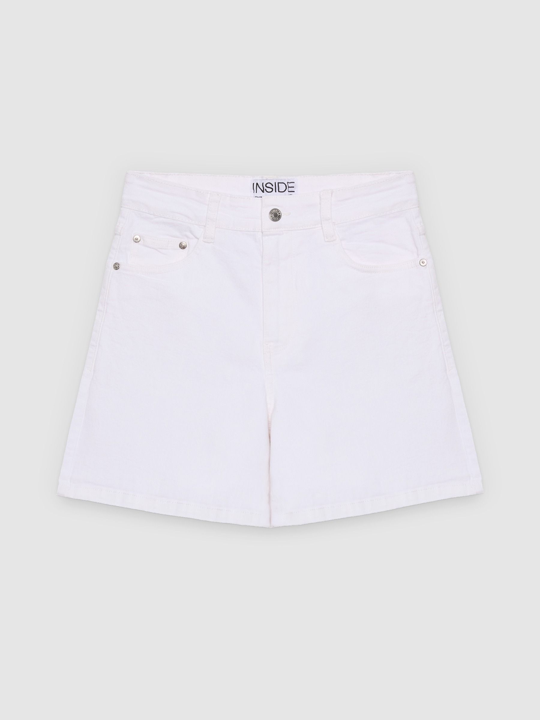  Bermuda sarga tiro alto blanco vista frontal