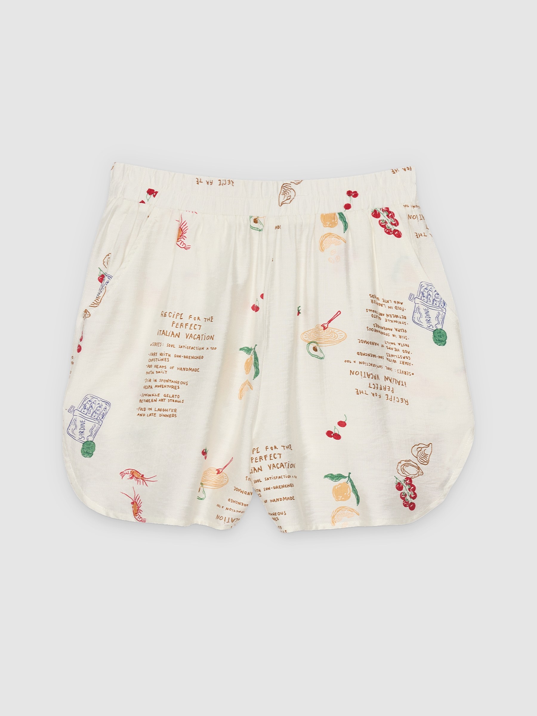 flowy printed Bermuda shorts white middle front view