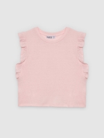 %Pto% camiseta regata com babados rosa claro vista frontal