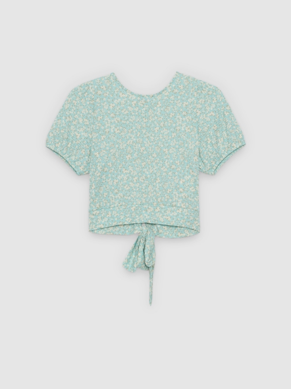 %Pto% Camiseta crop estampado floral aguamarina vista frontal