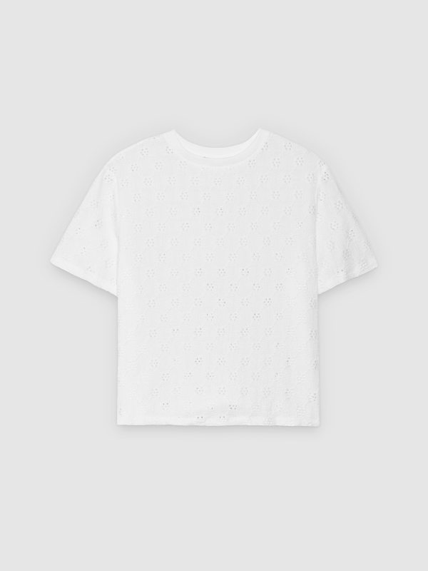  Camiseta calada bordado suizo blanco vista frontal