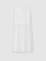 %Pto% A-line midi lace skirt white front view