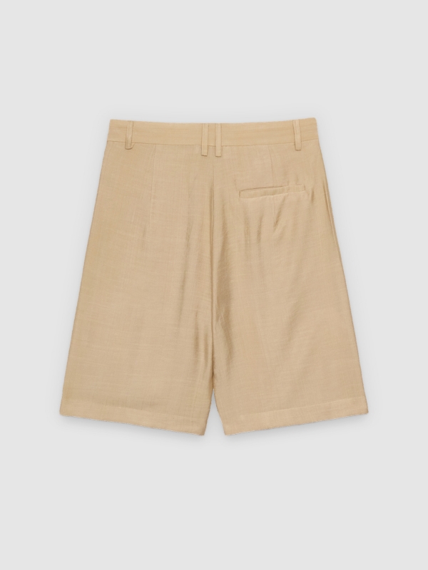 Mid-rise fluid Bermuda shorts sand back view