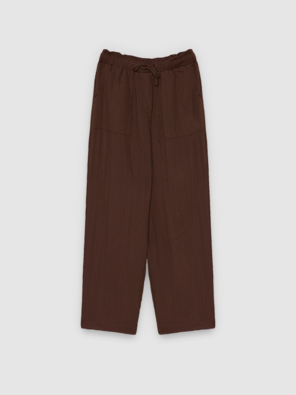 %Pto% jogger pants with ties chocolate front view