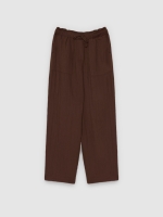 %Pto% jogger pants with ties chocolate front view