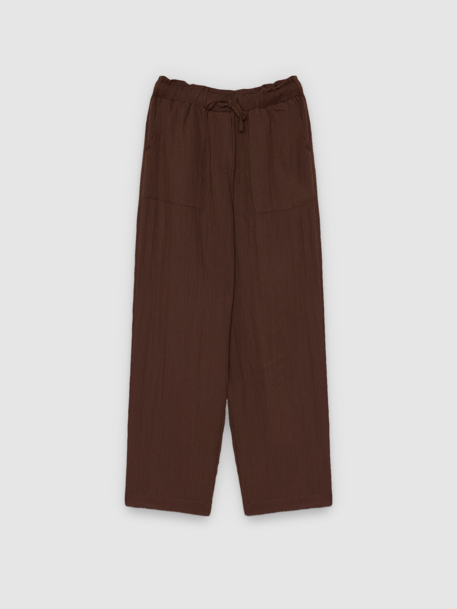 Pantalón jogger lazos chocolate vista general frontal