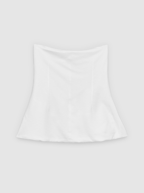 %Pto% Top bandeau peplum branco vista frontal