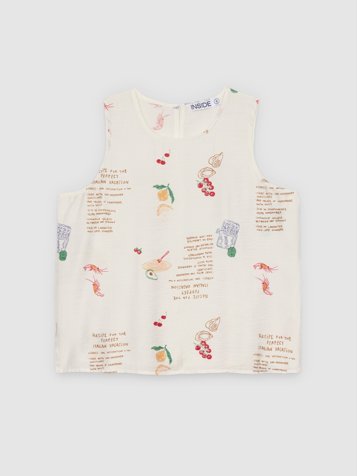 %Pto% Printed sleeveless blouse white front view