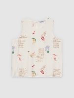 %Pto% Blusa estampada sin mangas blanco vista frontal