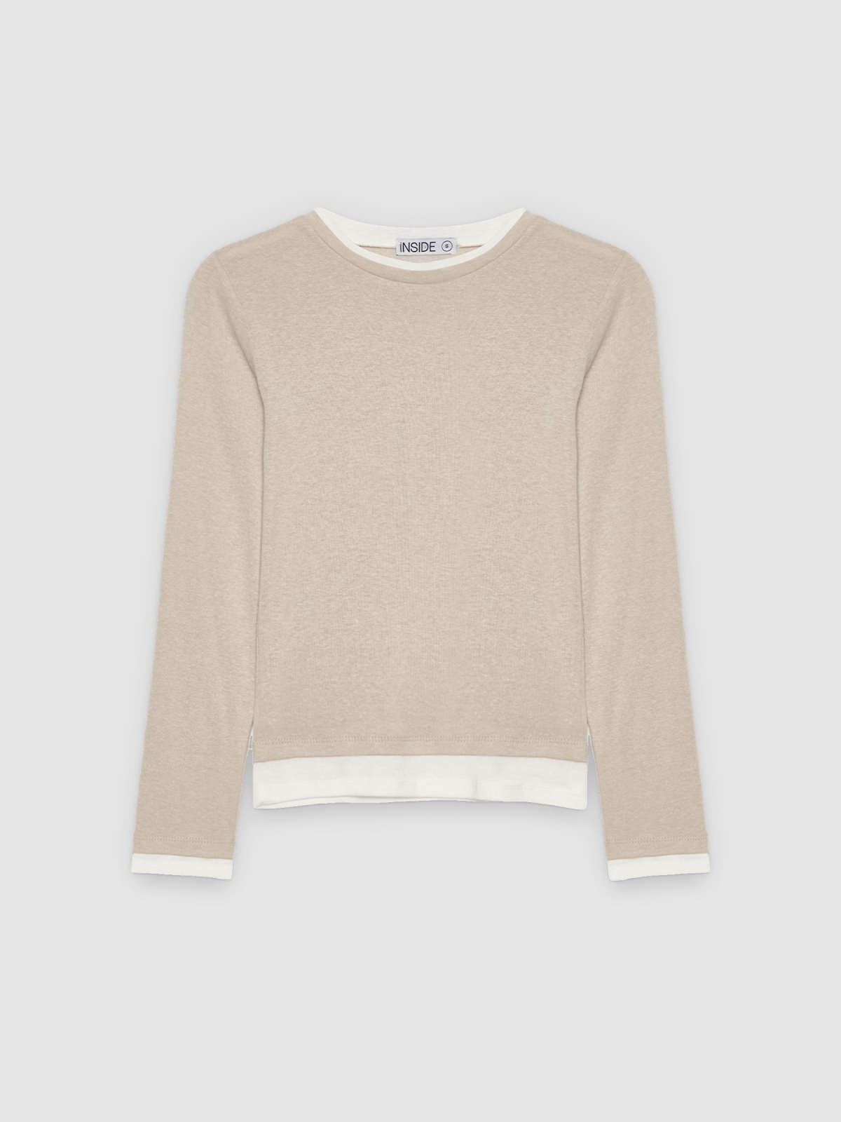 %Pto% Double-layer T-shirt sand front view