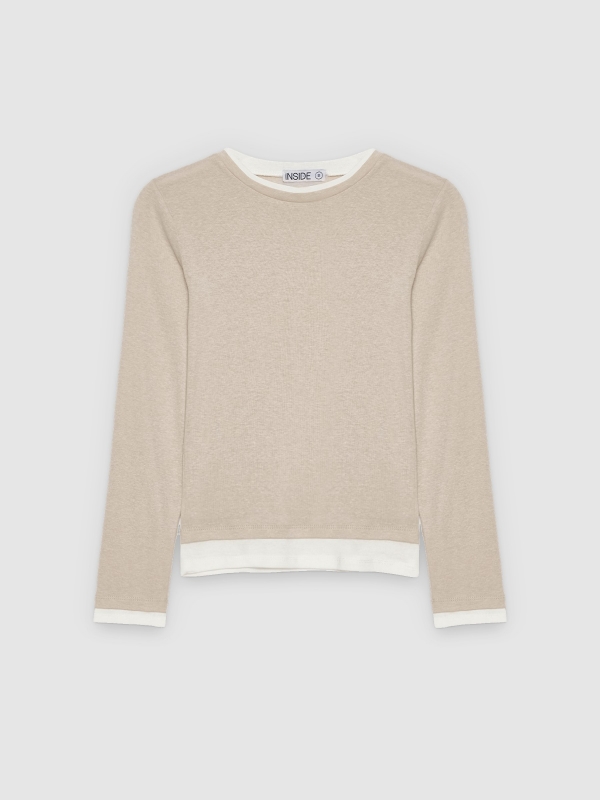 Double-layer T-shirt sand front view