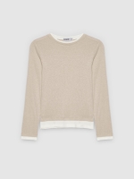 %Pto% Double-layer T-shirt sand front view