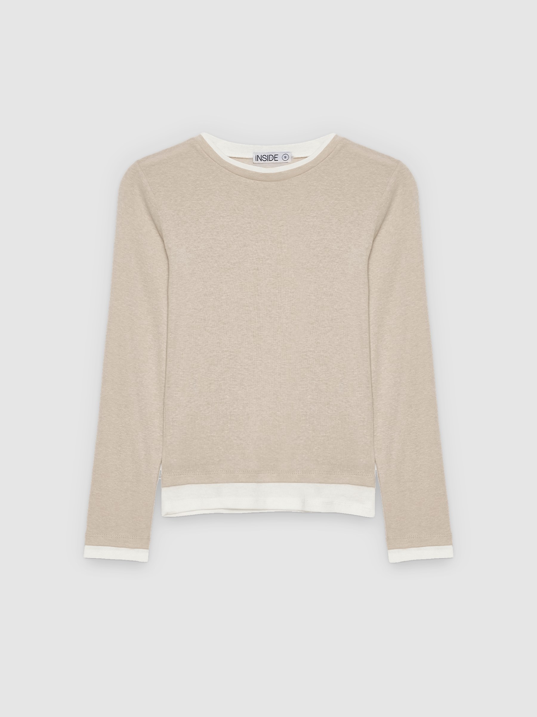 Double-layer T-shirt sand middle front view