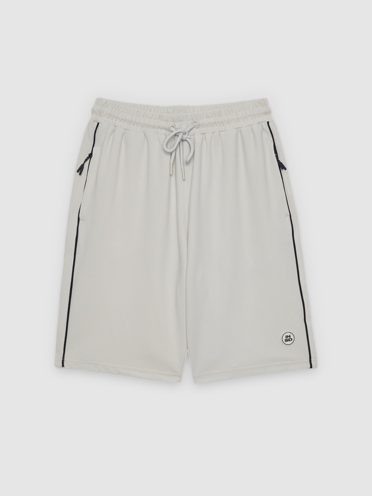 %Pto% Bermuda jogger fleece with drawstrings light grey front view
