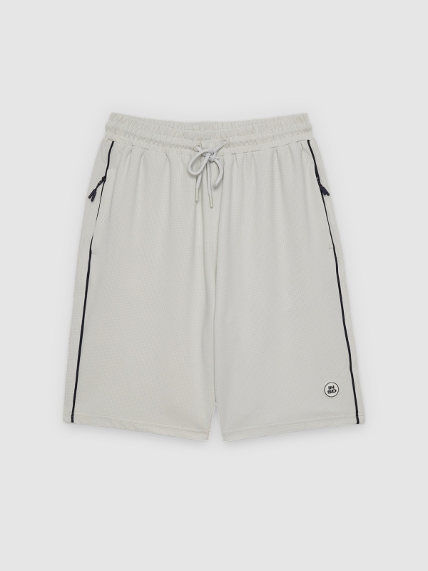  Bermuda jogger felpa con cordones gris claro vista frontal