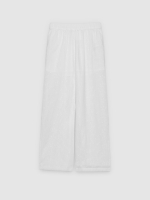 %Pto% Swiss embroidered wide-leg pants white front view
