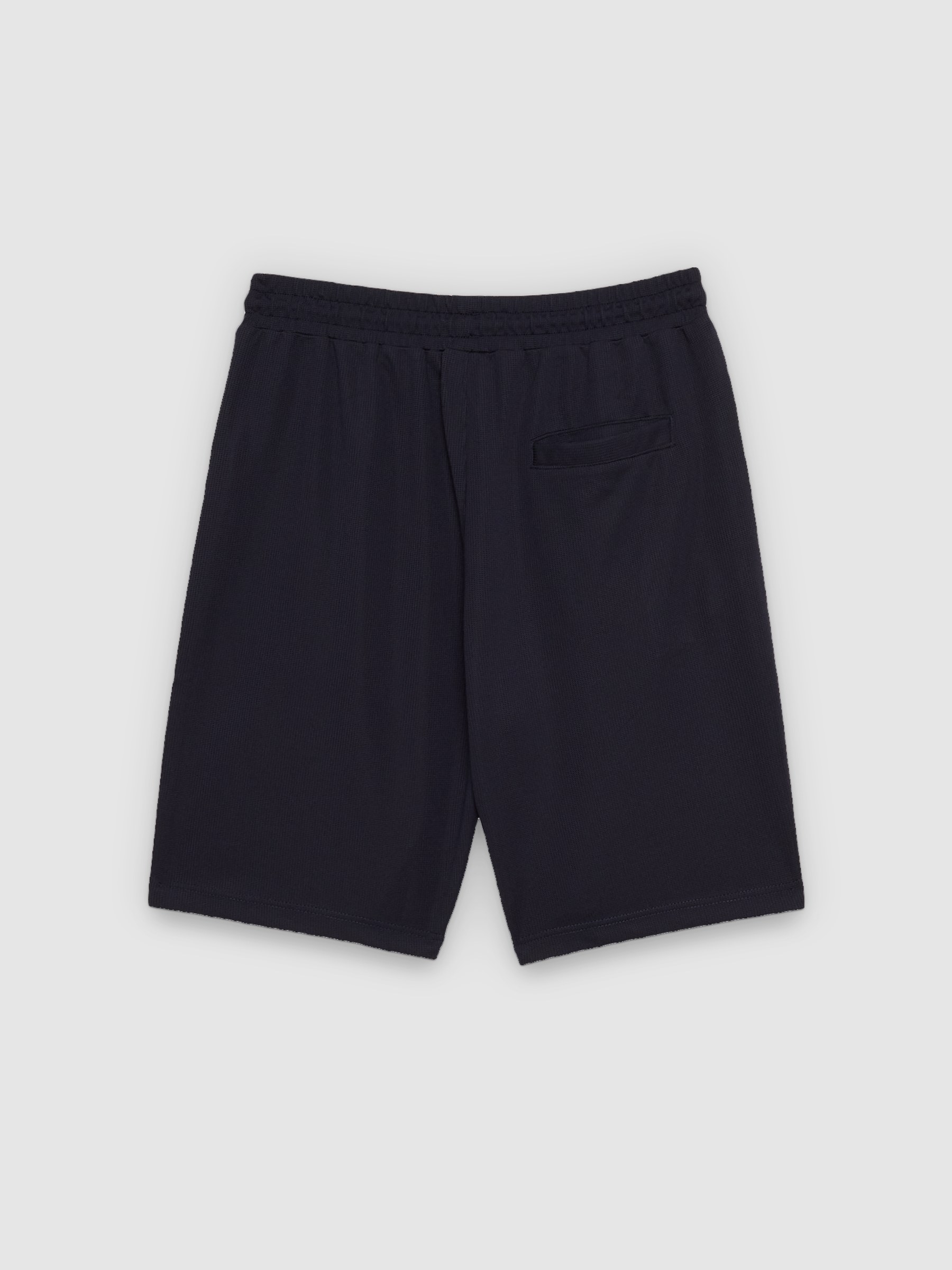 %Pto% Bermuda jogger de moletom com cordões azul marinho vista frontal