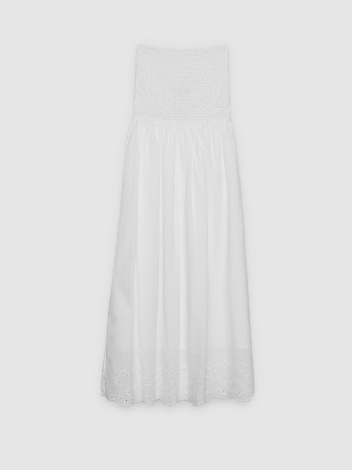%Pto% Swiss embroidered maxi dress white front view