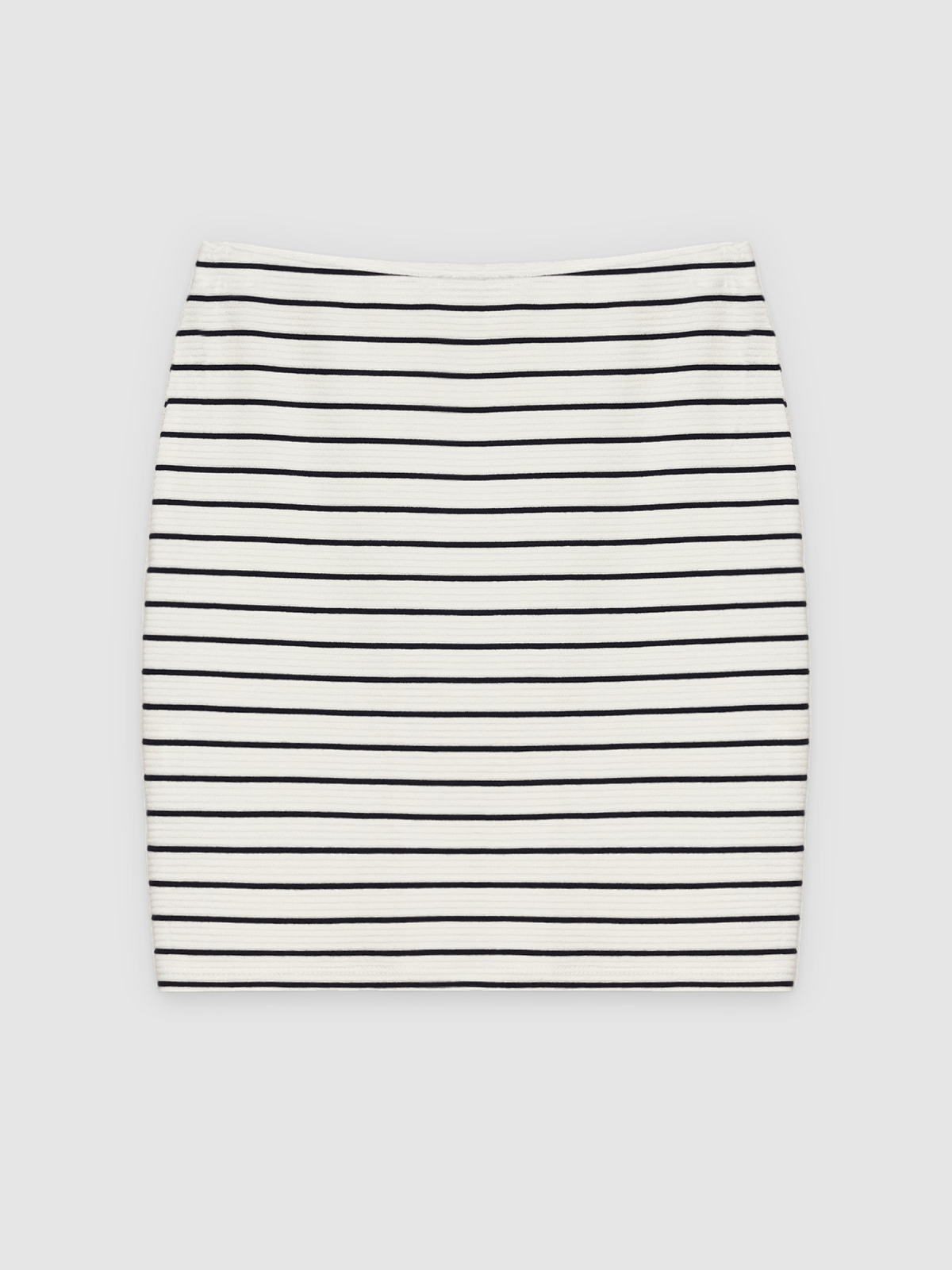 %Pto% Striped fitted skirt off white front view